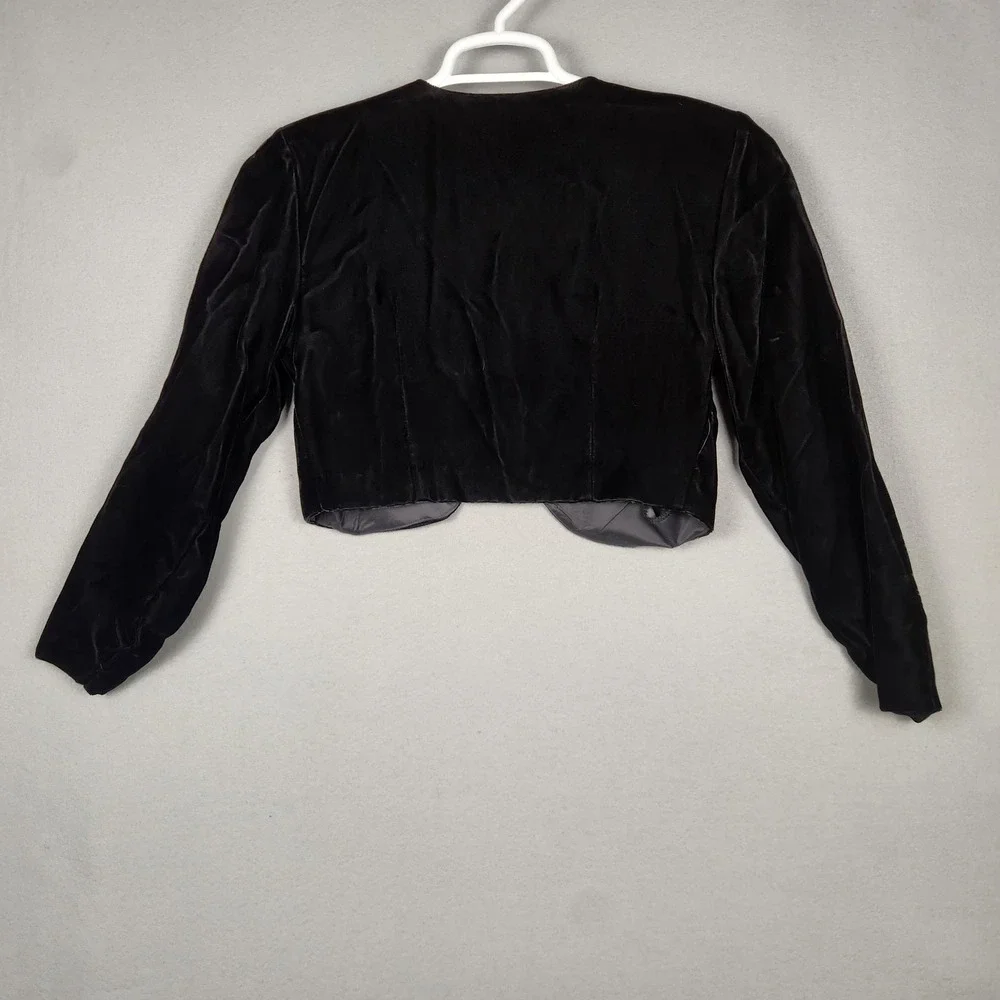 Vintage Hearts Dress Womens Small 3/4 Black Peplum‎ Velvet 2 Piece Made USA 80s - Picture 14 of 16